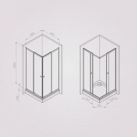 Душевой уголок Am.Pm Sunny W87G-403-9090-BT, 90 x 90 см, стекло прозрачное, профиль черный матовый