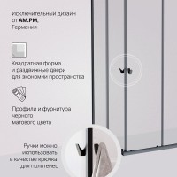 Душевой уголок Am.Pm Sunny W87G-403-9090-BT, 90 x 90 см, стекло прозрачное, профиль черный матовый