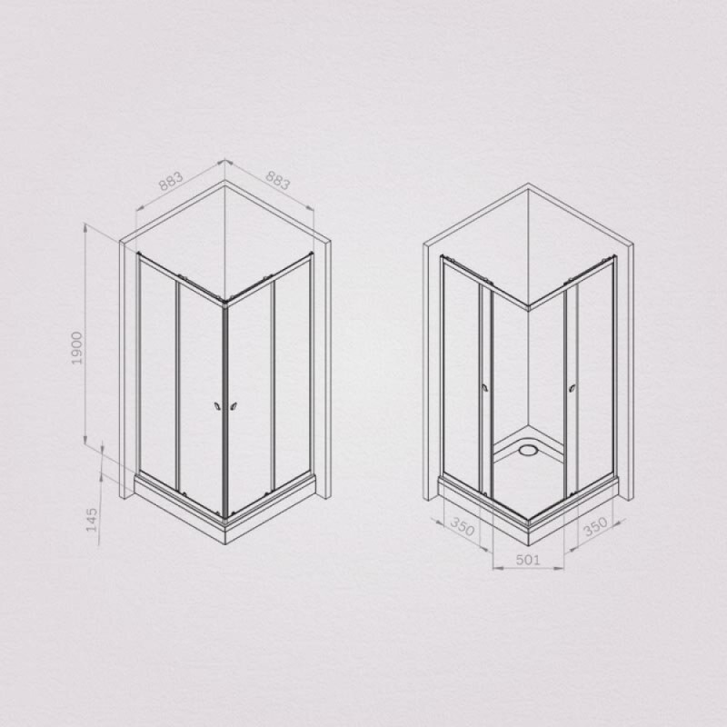 Душевой уголок Am.Pm Sunny W87G-403-9090-MT, 90 x 90 см, стекло прозрачное, профиль хром матовый