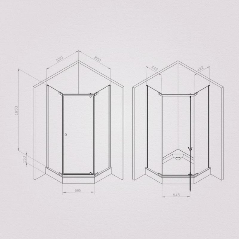 Душевой уголок Am.Pm Sunny W87G-405-9090-BT, 90 x 90 см, стекло прозрачное, профиль черный матовый