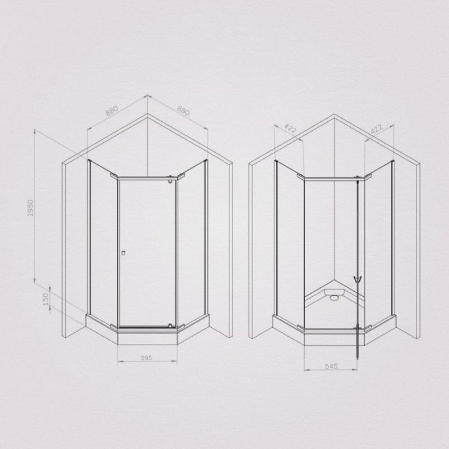 Душевой уголок Am.Pm Sunny W87G-405-9090-BT, 90 x 90 см, стекло прозрачное, профиль черный матовый