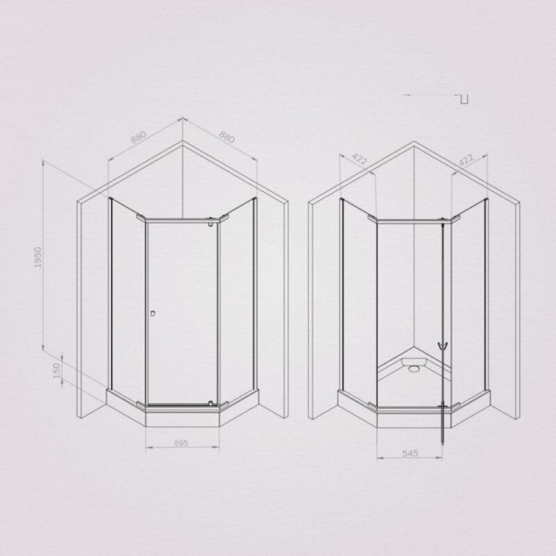 Душевой уголок Am.Pm Sunny W87G-405-9090-MT, 90 x 90 см, стекло прозрачное, профиль хром матовый