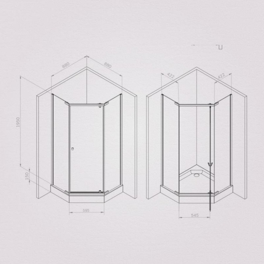 Душевой уголок Am.Pm Sunny W87G-405-9090-MT, 90 x 90 см, стекло прозрачное, профиль хром матовый