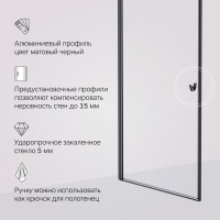 Душевая дверь в нишу Am.Pm Sunny W87G-90-1P-BT, 90 см, стекло прозрачное, профиль черный матовый