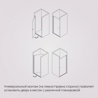Душевая дверь в нишу Am.Pm Sunny W87G-90-1P-BT, 90 см, стекло прозрачное, профиль черный матовый