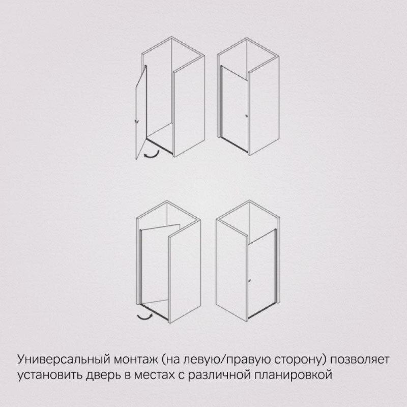 Душевая дверь в нишу Am.Pm Sunny W87G-90-1P-BT, 90 см, стекло прозрачное, профиль черный матовый