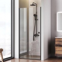 Душевая дверь в нишу Am.Pm Sunny W87G-90-1P-BT, 90 см, стекло прозрачное, профиль черный матовый