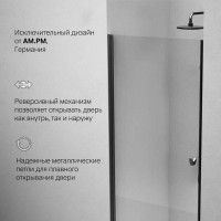 Душевая дверь в нишу Am.Pm Sunny W87G-90-1P-BT, 90 см, стекло прозрачное, профиль черный матовый