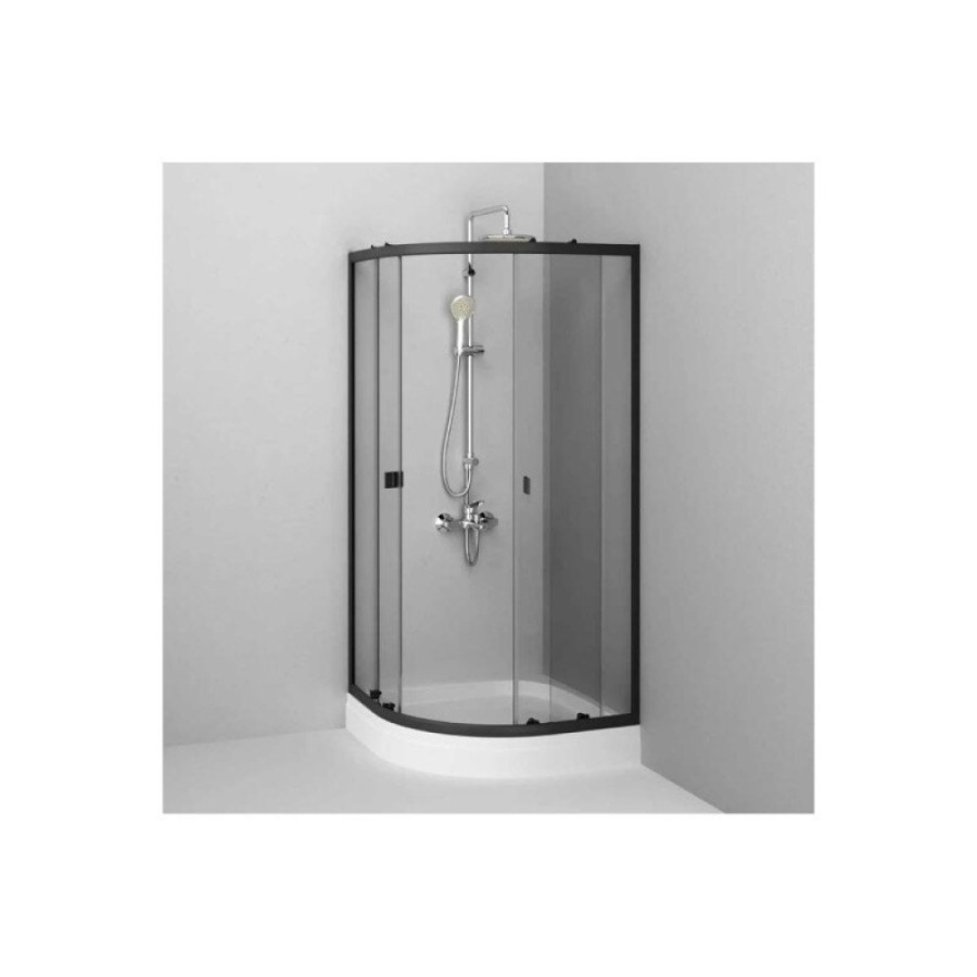 Душевой уголок Am.Pm X-Joy Twin Slide с поддоном, 80 x 80 см, стекло прозрачное, профиль черный матовый, W88E-205-080BT64