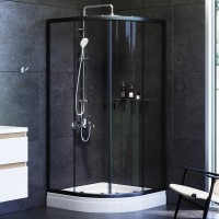 Душевой уголок Am.Pm X-Joy Twin Slide, 90 x 90 x 195 см, профиль черный матовый, стекло прозрачное, без поддона, W88E-205-090BT64