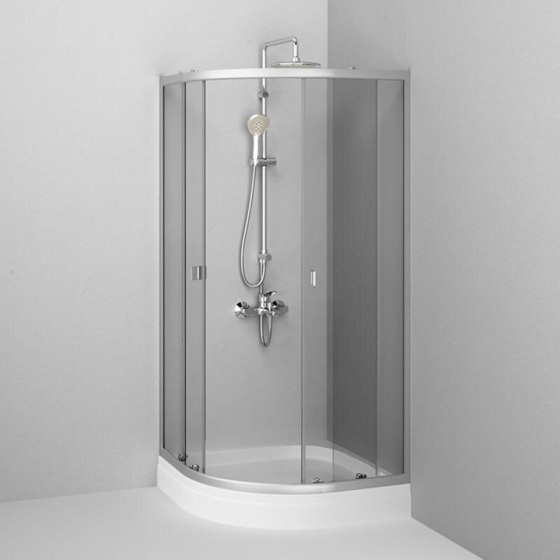 Душевой уголок Am.Pm X-Joy Twin Slide, 90 x 90 см, профиль хром матовый, стекло прозрачное, c поддоном, W88E-205-090MT64