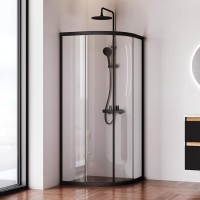 Душевой уголок Am.Pm X-Joy Twin Slide, 80 x 80 х 180 см, профиль черный матовый, стекло прозрачное, без поддона, W88G-205-080BT64