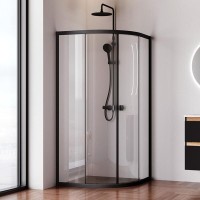 Душевой уголок Am.Pm X-Joy Twin Slide, 90 x 90 x 180 см, профиль черный матовый, стекло прозрачное, без поддона, W88G-205-090BT64