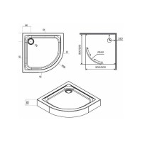 Душевой поддон Am.Pm X-Joy W88T-205-080W64 Twin Slide 80 х 80 см, четверть круга, цвет белый