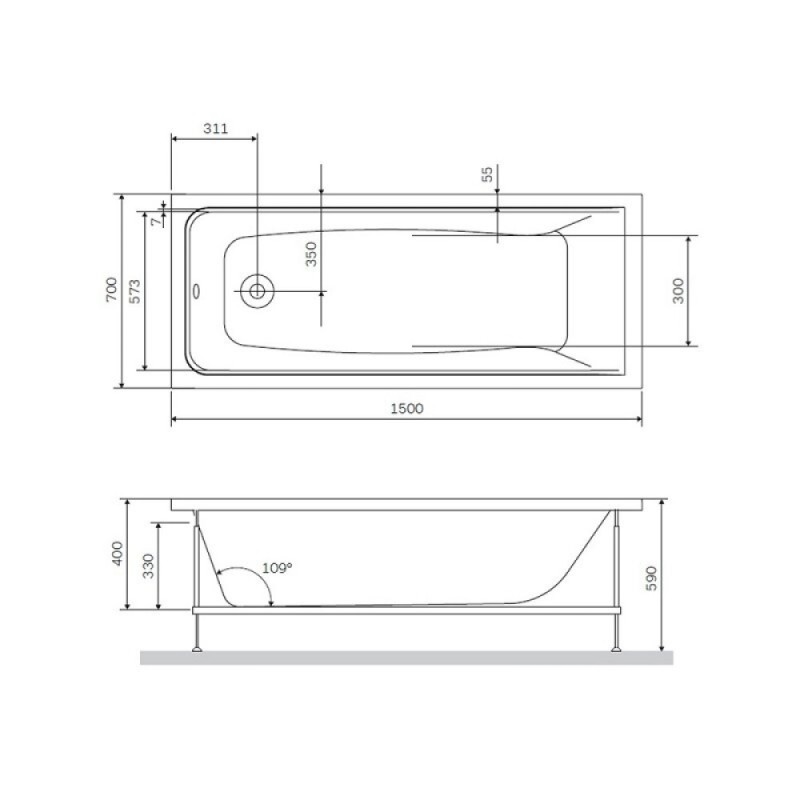 Акриловая ванна Am.Pm Gem 150 x 70 см, цвет черный матовый, W90A-150-070B-A