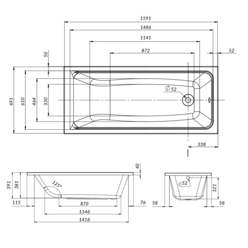 Ванна акриловая A0 Am.Pm Gem W90A-160-070W-A, 160 x 70 см, цвет белый