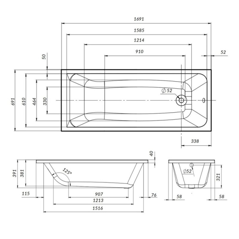 Ванна акриловая Am.Pm Gem 170 x 70 см W90A-170-070W-A1 белая