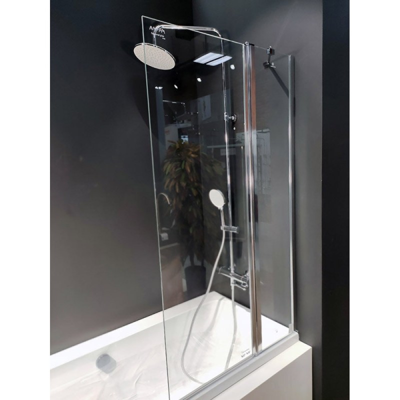 Душевая шторка на ванну Am.Pm Gem W90BS-D3W5-140CT, 80х140 см, поворотная, профиль хром, стекло прозрачное
