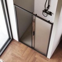 Душевая дверь в нишу Am.Pm Gem Solo 100 х 195 см, раздвижная, стёкла прозрачное и матовое, профиль черный матовый, W90G-100-1-195BM