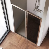 Душевая дверь в нишу Am.Pm Gem Solo 100 х 195 см, раздвижная, стёкла прозрачное и тонированное, профиль хром матовый, W90G-100-1-195MG