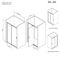 Душевая дверь в нишу Am.Pm Gem W90G-100-1P-BT, 100 см, распашная, стекло прозрачное, профиль черный матовый