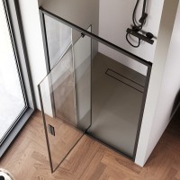 Душевая дверь в нишу Am.Pm Gem W90G-100-1P-BT, 100 см, распашная, стекло прозрачное, профиль черный матовый