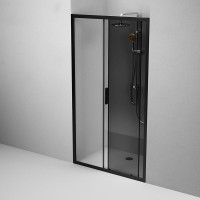 Душевая дверь в нишу Am.Pm Gem Solo 110 х 195 см, раздвижная, стёкла прозрачное и тонированное, профиль черный матовый, W90G-110-1-195BG