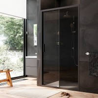 Душевая дверь в нишу Am.Pm Gem Solo 110 х 195 см, раздвижная, стёкла прозрачное и тонированное, профиль черный матовый, W90G-110-1-195BG