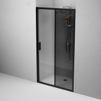 Душевая дверь в нишу Am.Pm Gem Solo 110 х 195 см, раздвижная, стёкла прозрачное и тонированное, профиль черный матовый, W90G-110-1-195BG