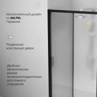 Душевая дверь в нишу Am.Pm Gem Solo 110 х 195 см, раздвижная, стёкла прозрачное и матовое, профиль черный матовый, W90G-110-1-195BM