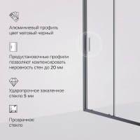 Душевая дверь в нишу Am.Pm Gem Solo 110 х 195 см, раздвижная, стекло прозрачное, профиль черный матовый, W90G-110-1-195BT