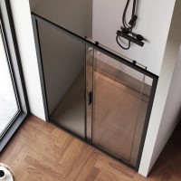 Душевая дверь в нишу Am.Pm Gem Solo 110 х 195 см, раздвижная, стекло прозрачное, профиль черный матовый, W90G-110-1-195BT
