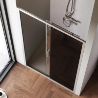 Душевая дверь в нишу Am.Pm Gem Solo 110 х 195 см, раздвижная, стёкла прозрачное и тонированное, профиль хром матовый, W90G-110-1-195MG