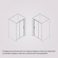 Душевая дверь в нишу Am.Pm Gem Solo 110 х 195 см, раздвижная, стёкла прозрачное и тонированное, профиль хром матовый, W90G-110-1-195MG