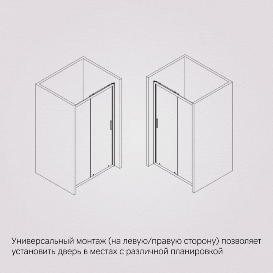 Душевая дверь в нишу Am.Pm Gem Solo 120 х 195 см, раздвижная, стёкла прозрачное и тонированное, профиль черный матовый, W90G-120-1-195BG