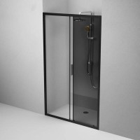 Душевая дверь в нишу Am.Pm Gem Solo 120 х 195 см, раздвижная, стёкла прозрачное и тонированное, профиль черный матовый, W90G-120-1-195BG