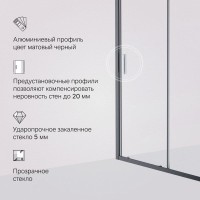 Душевая дверь в нишу Am.Pm Gem Solo 120 х 195 см, раздвижная, стекло прозрачное, профиль черный матовый, W90G-120-1-195BT