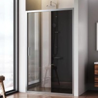 Душевая дверь в нишу Am.Pm Gem Solo 120 х 195 см, раздвижная, стёкла прозрачное и тонированное, профиль хром матовый, W90G-120-1-195MG