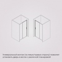 Душевая дверь в нишу Am.Pm Gem Solo 120 х 195 см, раздвижная, стёкла прозрачное и тонированное, профиль хром матовый, W90G-120-1-195MG