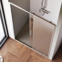 Душевая дверь в нишу Am.Pm Gem Solo 120 х 195 см, раздвижная, стёкла прозрачное и матовое, профиль хром матовый, W90G-120-1-195MM