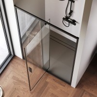 Душевая дверь в нишу Am.Pm Gem W90G-120-1P-BT, 120 см, распашная, стекло прозрачное, профиль черный матовый