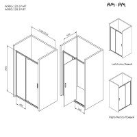 Душевая дверь в нишу Am.Pm Gem W90G-120-1P-MT, 120 см, распашная, стекло прозрачное, профиль хром матовый