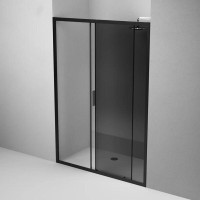 Душевая дверь в нишу Am.Pm Gem Solo 140 х 195 см, раздвижная, стёкла прозрачное и тонированное, профиль черный матовый, W90G-140-1-195BG