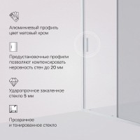 Душевая дверь в нишу Am.Pm Gem Solo 140 х 195 см, раздвижная, стёкла прозрачное и тонированное, профиль хром матовый, W90G-140-1-195MG