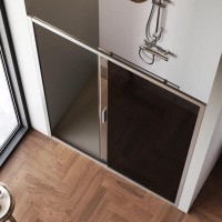 Душевая дверь в нишу Am.Pm Gem Solo 140 х 195 см, раздвижная, стёкла прозрачное и тонированное, профиль хром матовый, W90G-140-1-195MG