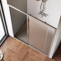 Душевая дверь в нишу Am.Pm Gem Solo 140 х 195 см, раздвижная, стёкла прозрачное и матовое, профиль хром матовый, W90G-140-1-195MM