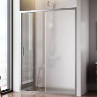 Душевая дверь в нишу Am.Pm Gem Solo 140 х 195 см, раздвижная, стёкла прозрачное и матовое, профиль хром матовый, W90G-140-1-195MM