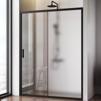 Душевая дверь в нишу Am.Pm Gem Solo 150 х 195 см, раздвижная, стёкла прозрачное и матовое, профиль черный матовый, W90G-150-1-195BM