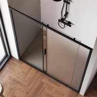 Душевая дверь в нишу Am.Pm Gem Solo 150 х 195 см, раздвижная, стёкла прозрачное и матовое, профиль черный матовый, W90G-150-1-195BM
