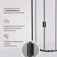 Душевой уголок Am.Pm Gem 80 х 80 см, профиль черный матовый, стекло прозрачное, W90G-401-080BT